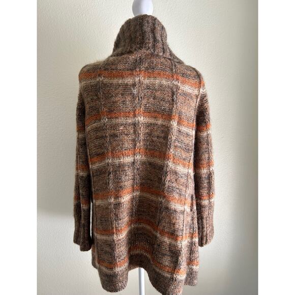 Saks Fifth Ave Cardigan Wool Italy Brown Multi Sweater Winter Old Money - Picture 2 of 9